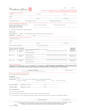 Transfer Authorization for Registered Investments