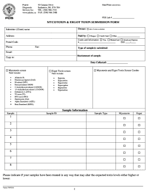 Mycotoxin and Ergot Toxin Submission Form
