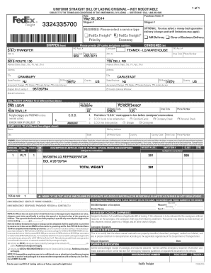 FedEx Freight Bill of Lading
