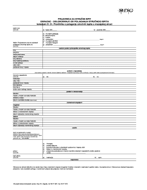 Fillable Online Mdc Prijavnica Za Stru Ni Ispit Obrazac Mdchr Fax Email Print Pdffiller