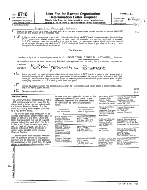 Form 8718 User Fee for Exempt Organization Determination Letter Request