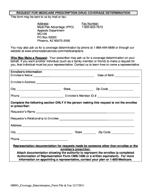 Medicare Prescription Drug Coverage Determination Form