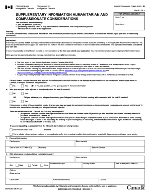 Canada Humanitarian and Compassionate Considerations Form