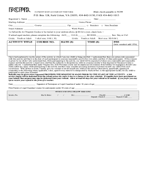 FCPR Activity Registration Form