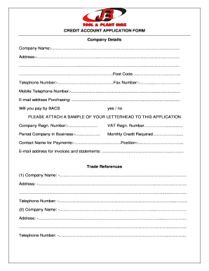 Credit Account Application Form
