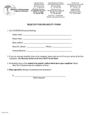 Request for Disability Form