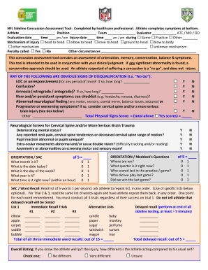 NFL Sideline Concussion Assessment Tool