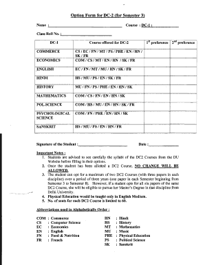 DC-2 Course Option Form