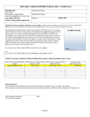 Child Support Verification Form