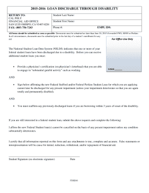 Loan Discharge Through Disability Form