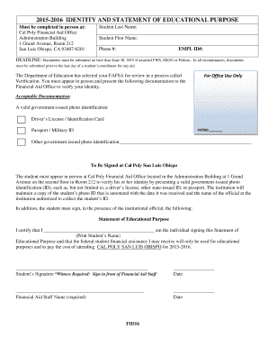 2015-2016 Identity and Statement of Educational Purpose