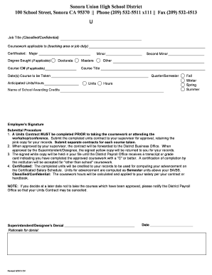 Units Contract for Employee Education