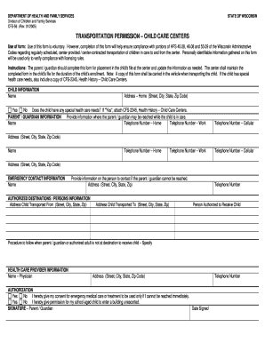 Transportation Permission Child Care Centers