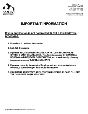 Manitoba Housing Application Form