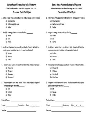Third Grade Outdoor Education Program Quiz