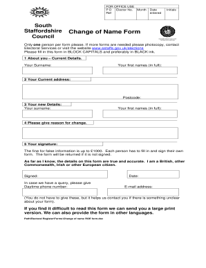UK Change of Name Form