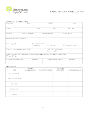 Employment Application Form