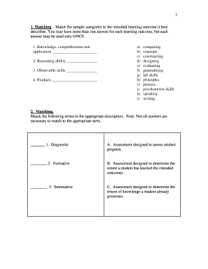 1 Matching Match the sample categories to the intended