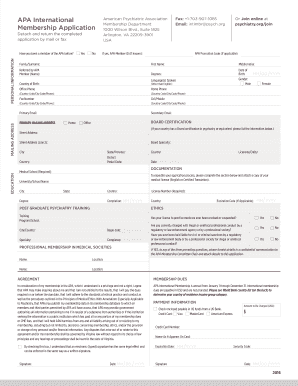 American Psychiatric Association International Membership Application