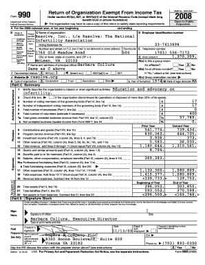 Form 990 Tax Return for Nonprofit Organizations