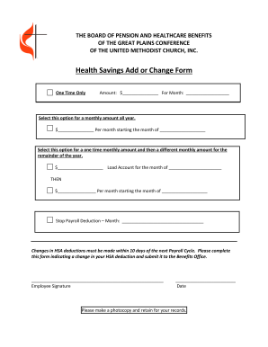 Health Savings Add or Change Form