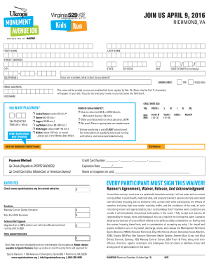 2016 Richmond 10K Race Registration Form