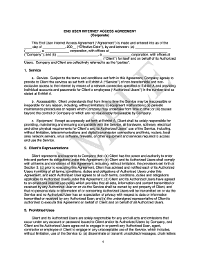 End User Internet Access Agreement