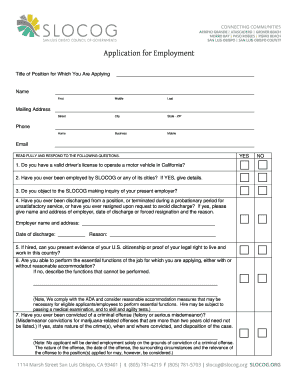 California Employment Application Form