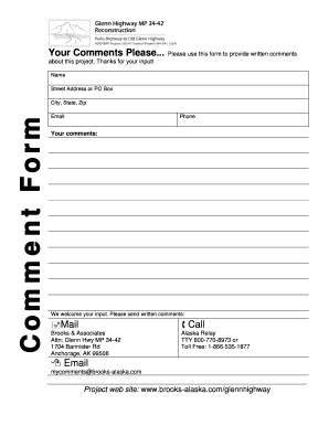 Project Comment Form