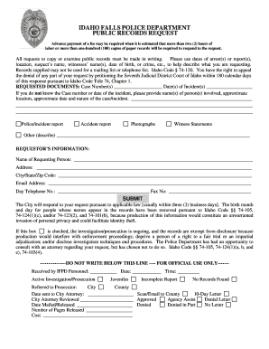 Idaho Falls Police Department Public Records Request