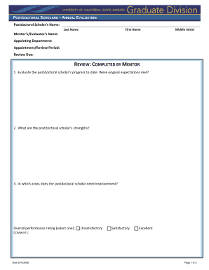 Postdoctoral Scholar Annual Evaluation Form