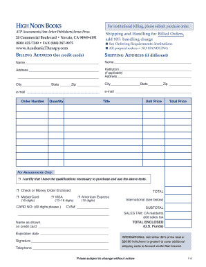 Institutional Purchase Order Form
