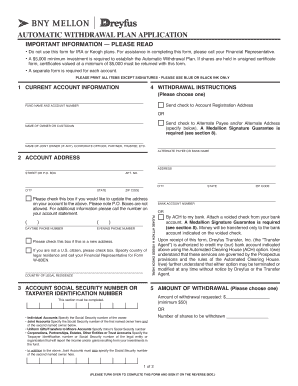 Automatic Withdrawal Plan Application