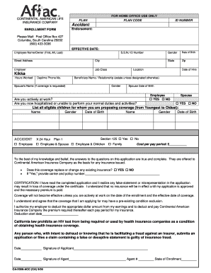 Continental American Life Plan Accident Enrollment Form