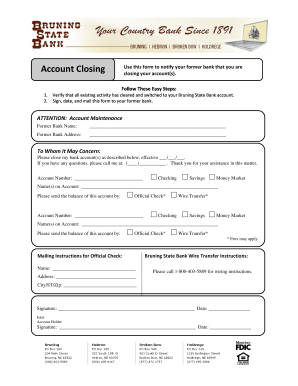 Bank Account Closing Form