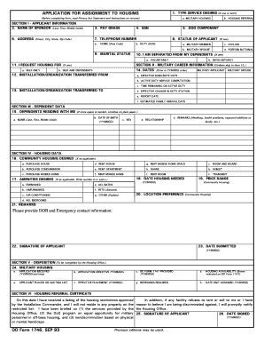 US Military Housing Application Form