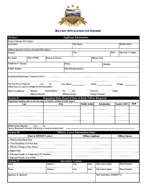 Military Application for Housing