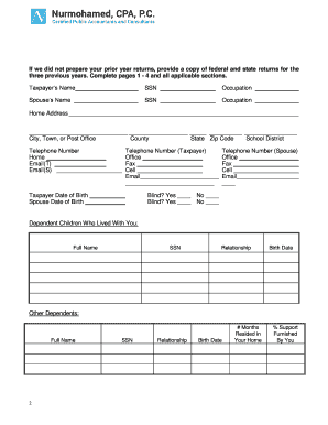 Individual Tax Organizer Form 1040