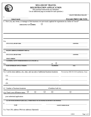 California Seller of Travel Registration Application