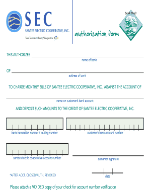 Santee Electric Cooperative Bank Draft Authorization