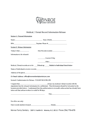 editable dental xray release form pdf fill print download online