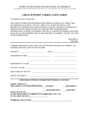 Child Support Verification Form