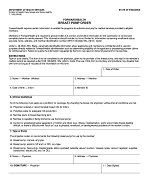 Wisconsin Breast Pump Order Form