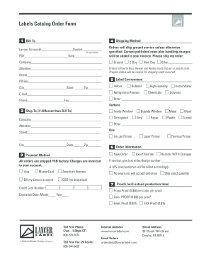 Lancer Label Order Form