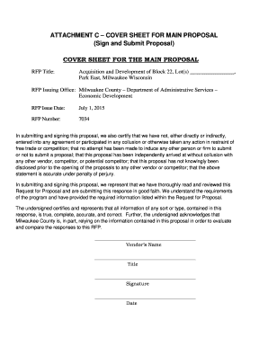 Fillable Online Attachment C Cover Sheet For Main Proposal Sign And Fax Email Print Pdffiller