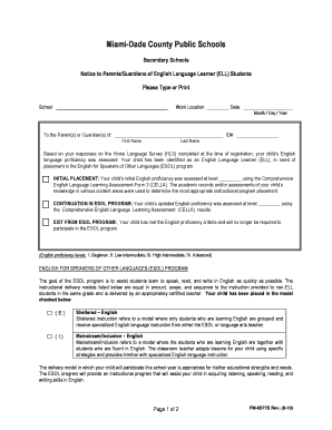 Notice to Parents of English Language Learner Students