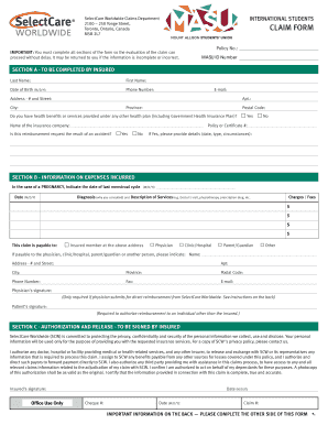 SelectCare Worldwide Student Health Claim Form