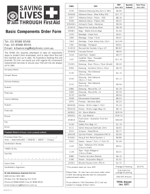St John Ambulance First Aid Kit Order Form