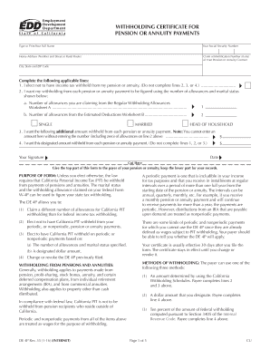 California Withholding Certificate for Pension or Annuity Payments