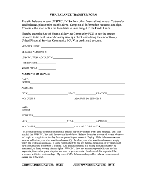 Visa Balance Transfer Form